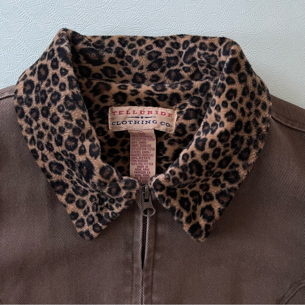 Telluride Women’s Barn Jacket with Leopard Print Collar - Picture 4 of 11